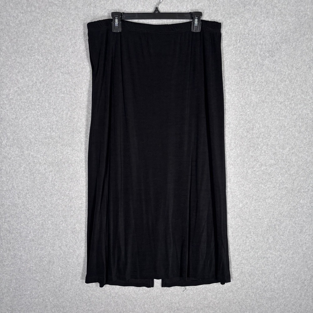 Vintage Bentley Maxi Skirt XL Black Slinky Liquid Knit Minimalist Modest Career